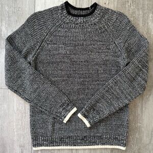 Cable Stitch Women’s Cable Knit Sweater XS Black & Cream Trim Chunky Cozy